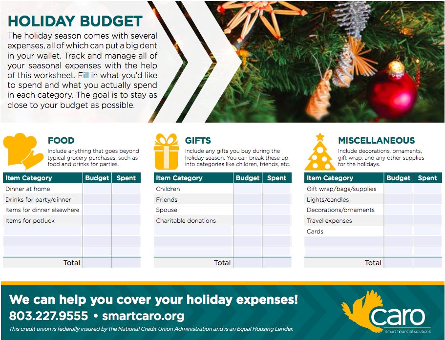 Holiday budget chart