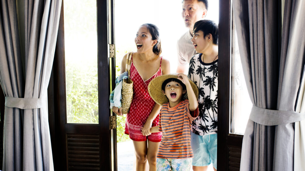 Asian family on vacation